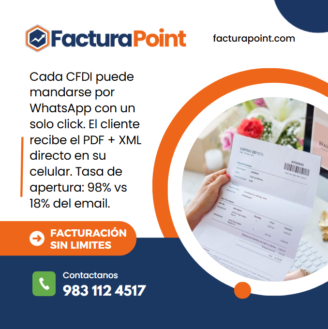 Envía CFDI por WhatsApp con un solo clic: integración directa